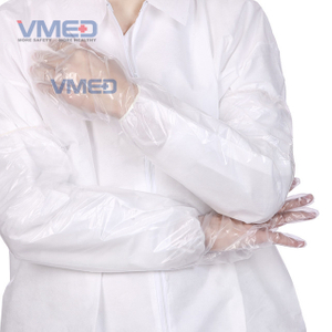 Guantes desechables de manga larga de PE transparente