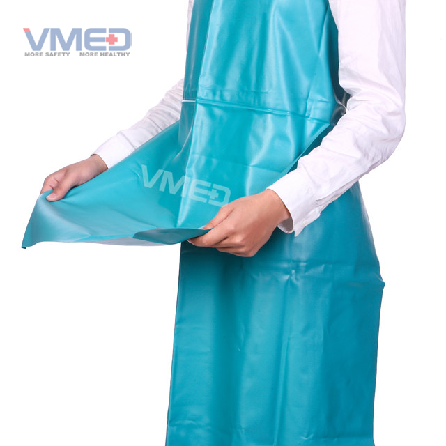 Delantal de PVC azul desechable
